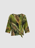 Palm Print Elbow Sleeve Top