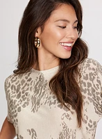 Leopard Print Dolman Sleeve Sweater