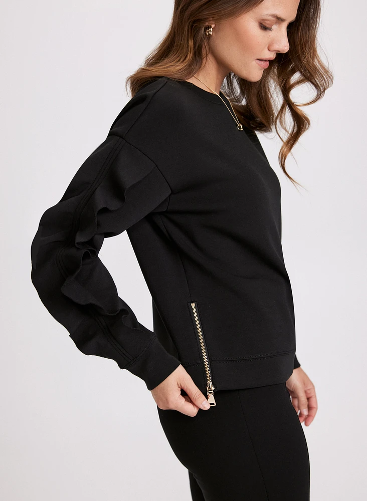 Ruffle Sleeve Sweatshirt