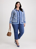 Paisley Print Blouse & Faded Hem Capri Jeans