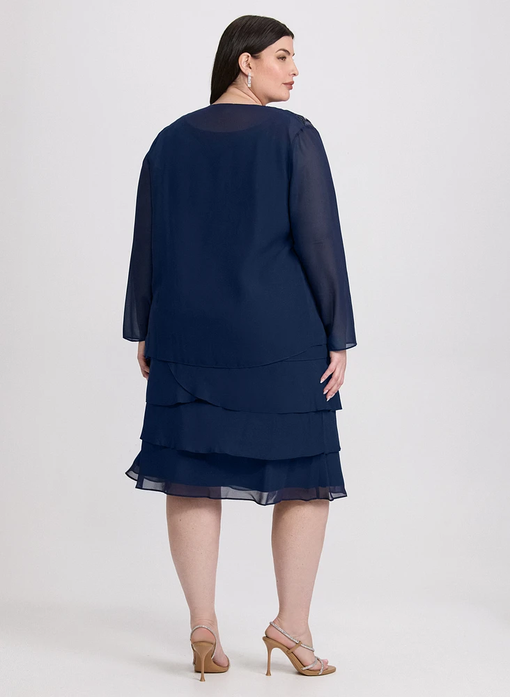 Ensemble à veste et robe en chiffon