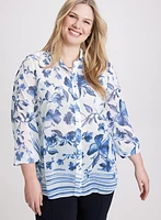 Blouse florale en chiffon boutonnée