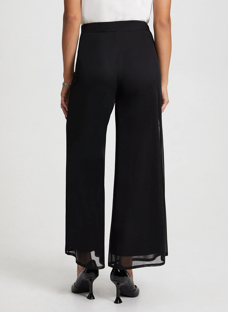 Pantalon Olivia large en chiffon transparent