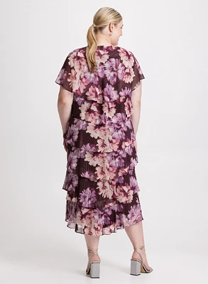 Tiered Floral Chiffon Dress