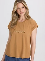 T-shirt à texte en paillettes