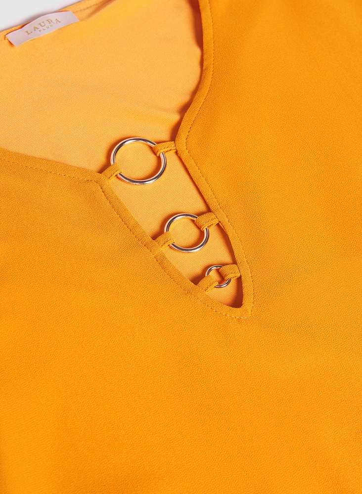 Ring Detail Chiffon Blouse