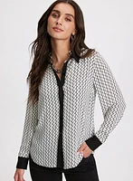 Long Sleeve Geometric Print Blouse