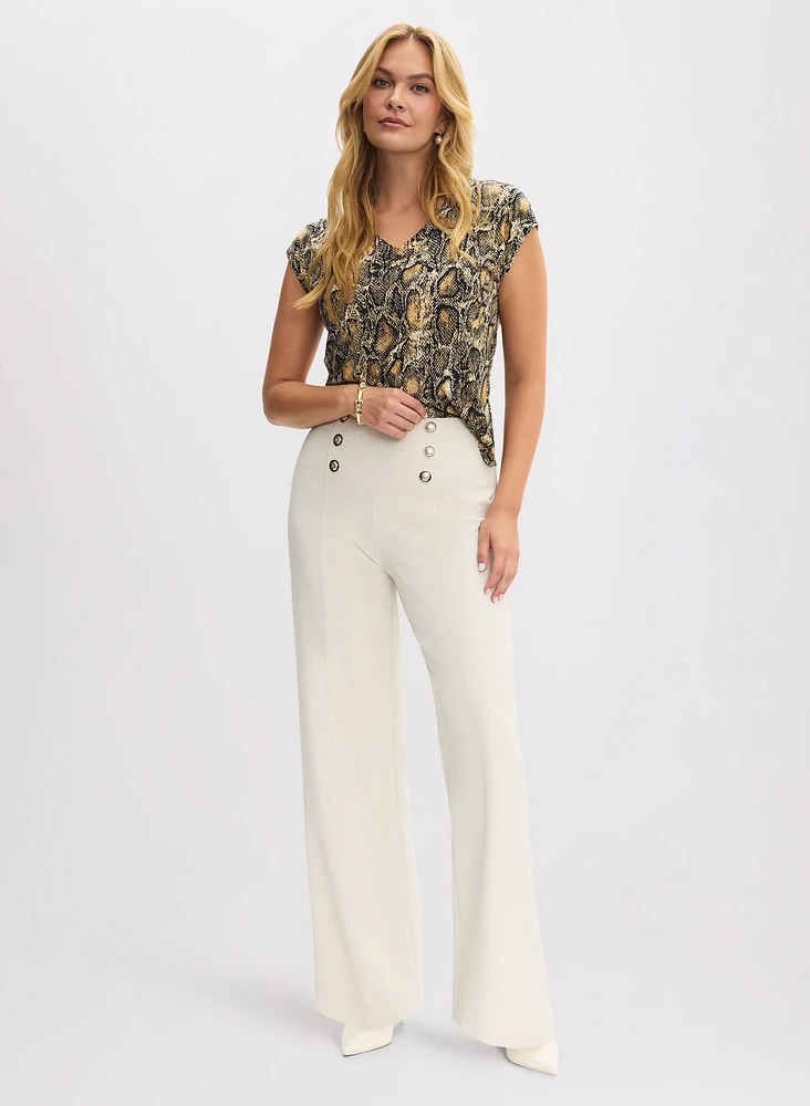 Snake Print Top & Wide Leg Pants