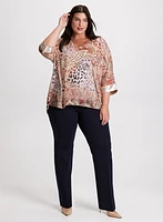 Paisley Print V-Neck Blouse & Straight Leg Pants