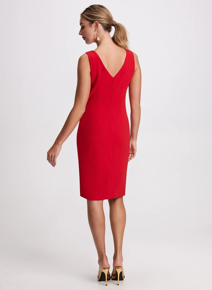 Double V-Neck Sheath Dress