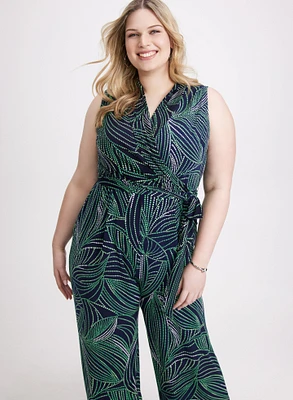 Abstract Leaf Print Jumpsuit