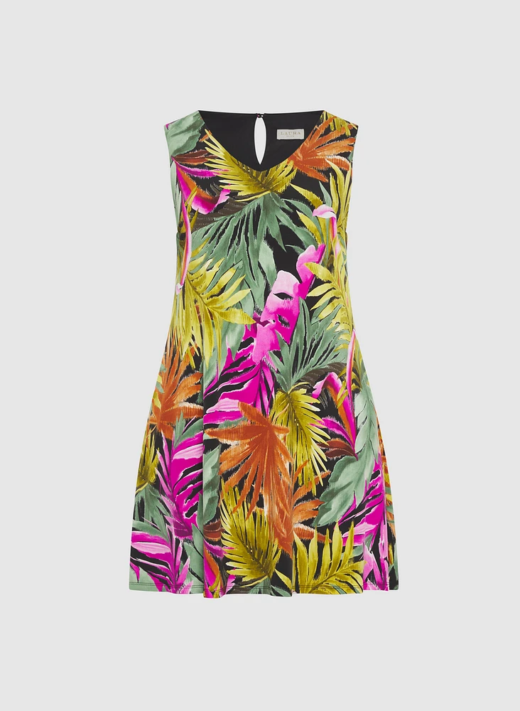 Palm Print A-Line Dress