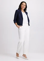 Open Front Blazer & Twill Straight-Leg Pants