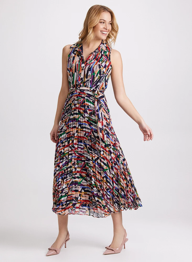 Abstract Plissé Dress