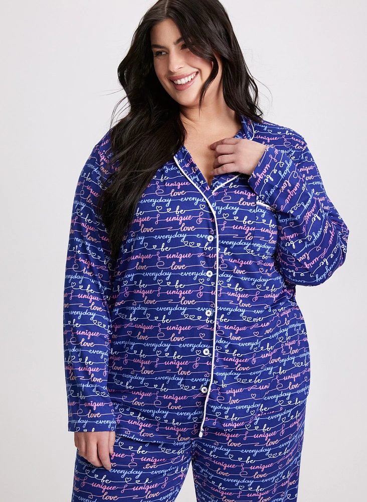 Ensemble pyjama à motif texte