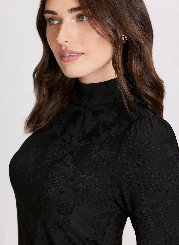 Turtleneck Elbow Sleeve Top