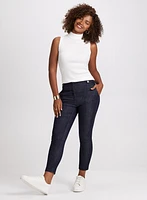 Mock Neck Tank Top & Button Detail Jeans