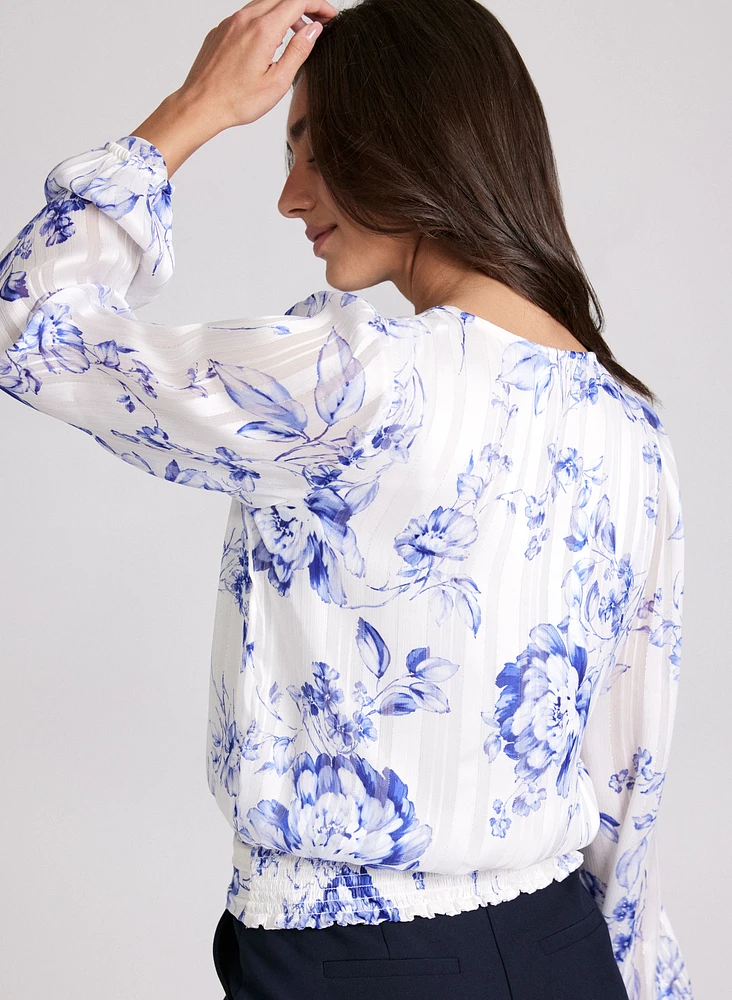 Blouse florale à trou de serrure