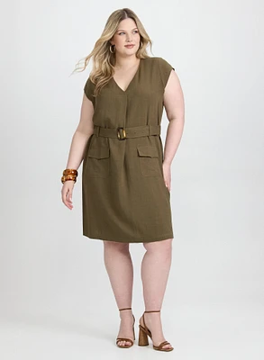 Robe en lin extensible à ceinture