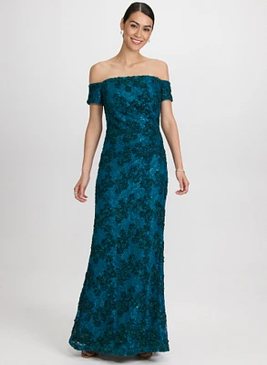 Embroidered Lace Off-Shoulder Dress