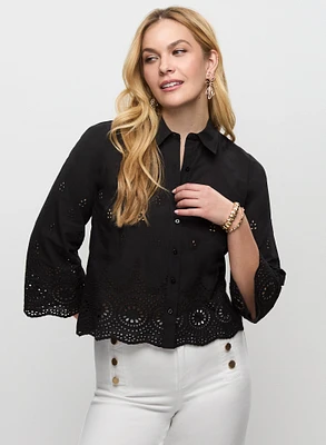 Blouse boutonnée à oeillets
