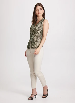 Blouse sans manches à motif serpent et pantalon à jambe étroite