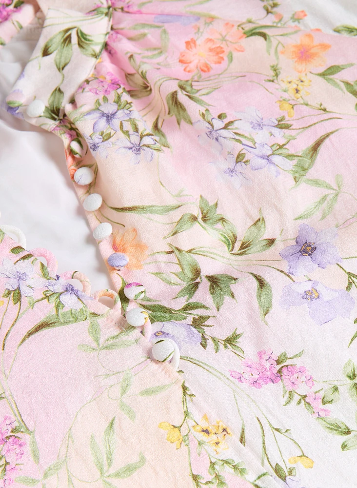 Floral 3/4 Sleeve Dress