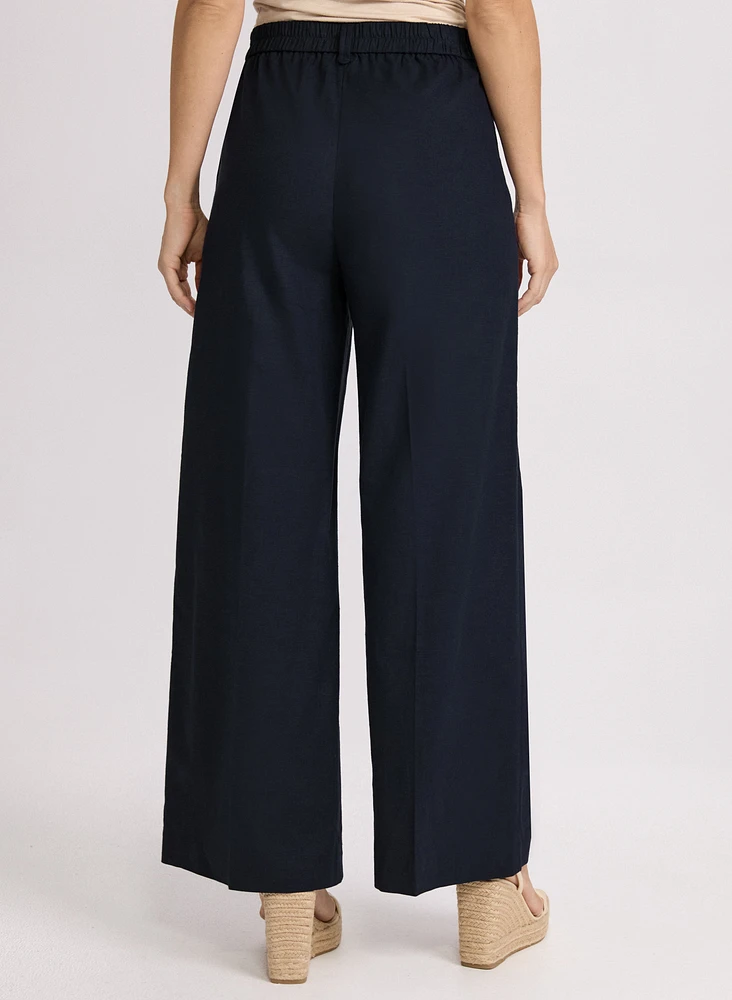 Pantalon Olivia large en mélange de lin