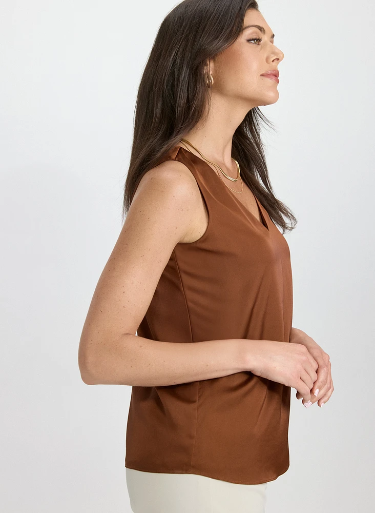 Blouse sans manches en satin