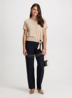 Bead Trim Tee & Straight Leg Pants