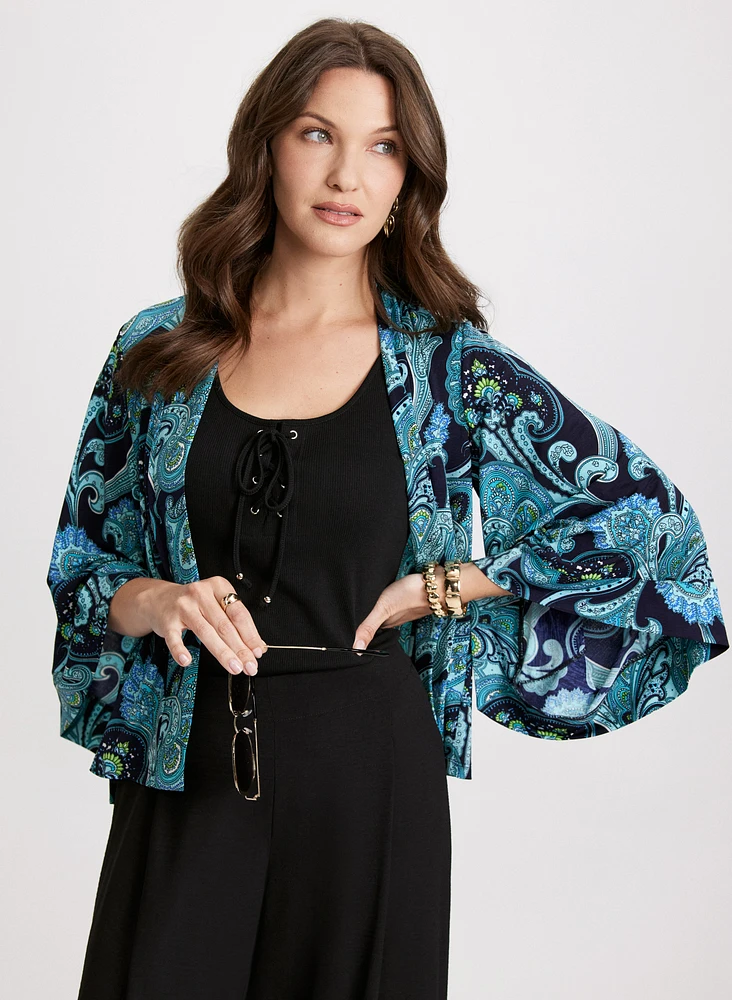 Cardigan ouvert à motif paisley