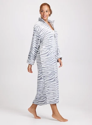 Zebra Print Zip-Front Robe