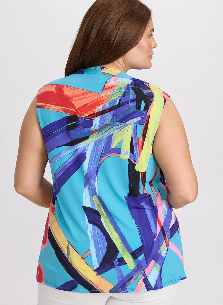 Blouse sans manches à motif abstrait