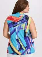 Blouse sans manches à motif abstrait