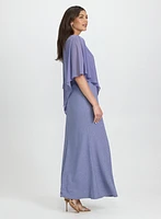 Embellished Capelet Overlay Dress