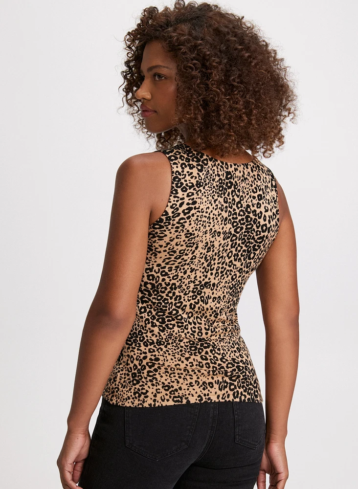 Sleeveless Leopard Print Tank Top