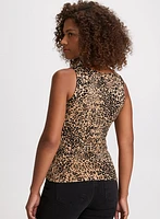 Sleeveless Leopard Print Tank Top