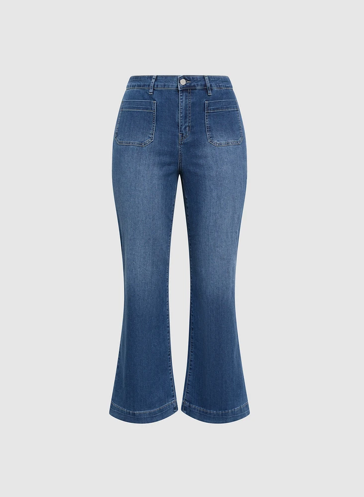 Patch Pocket Wide-Leg Jeans