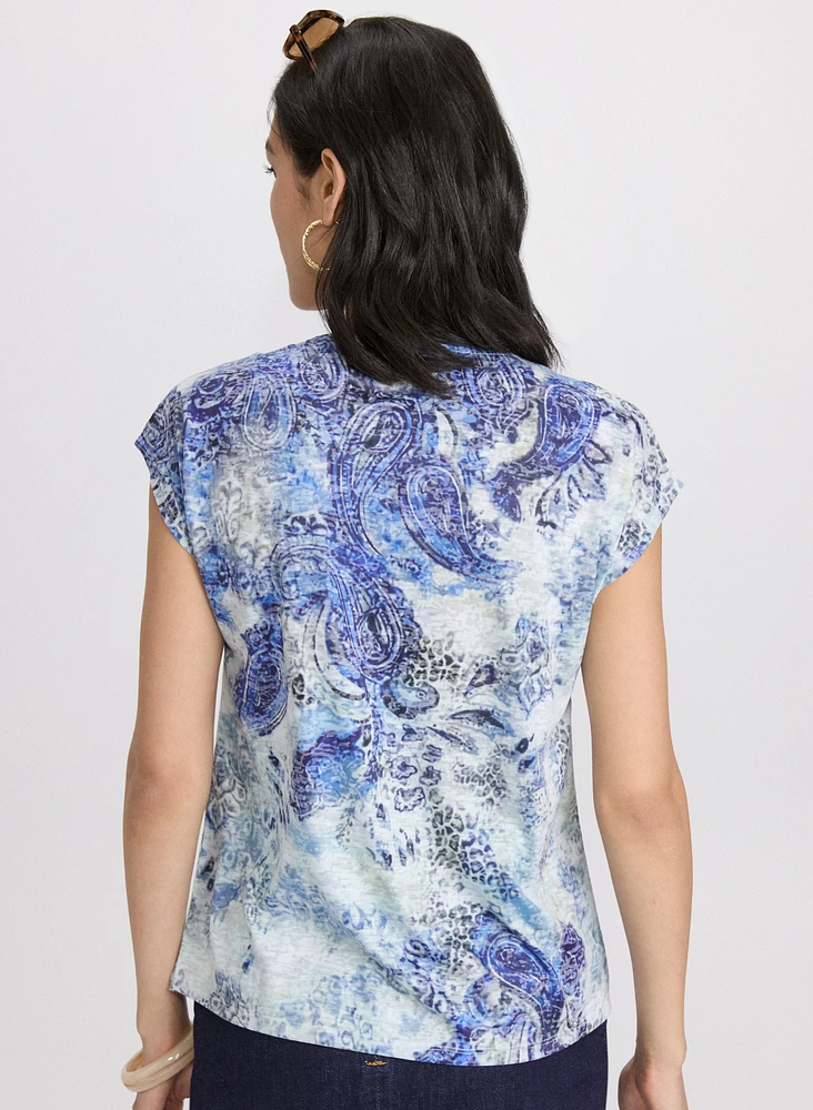 T-shirt chiné à motif paisley