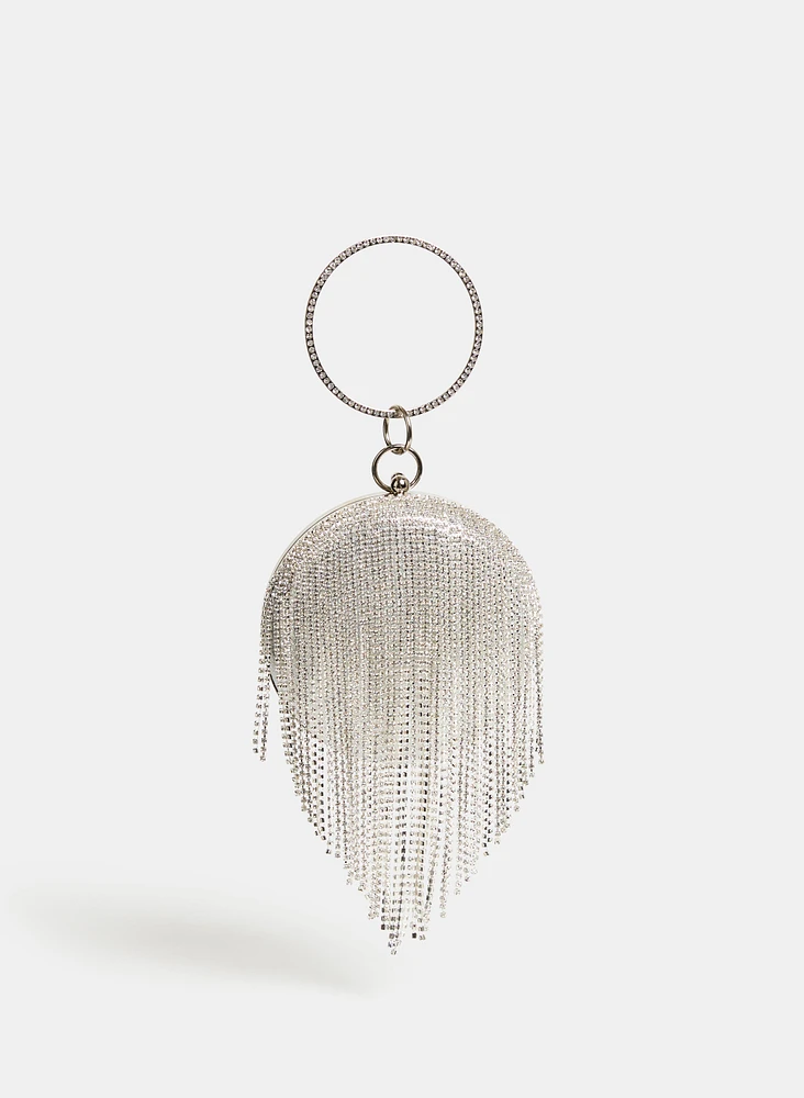 Fringed Crystal Ball Clutch