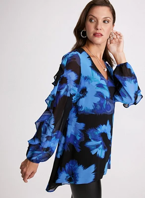 Blouse florale à volants