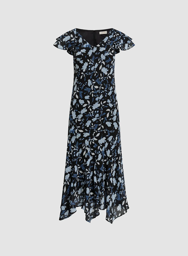 Floral Flutter Sleeve Dress