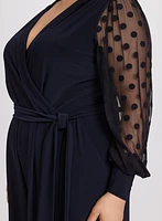 Sheer Polka Dot Sleeve Jumpsuit