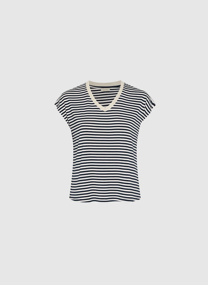 Striped Cap Sleeve T-Shirt