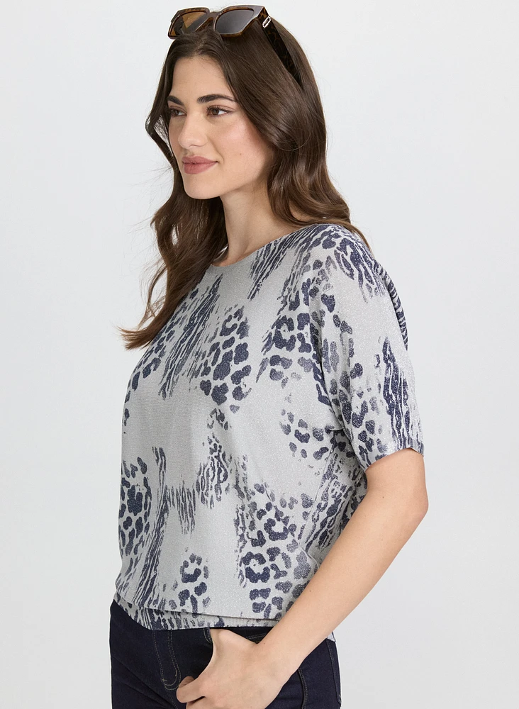 Leopard Glitter Knit Top