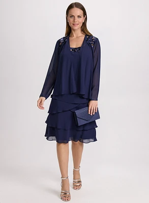 Ensemble à veste et robe en chiffon