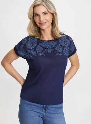 Paisley Placement Print T-Shirt