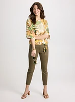 Tie-Hem Tropical Print Top