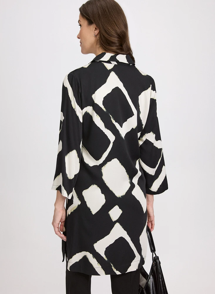 Blouse boutonnée à motif géométrique