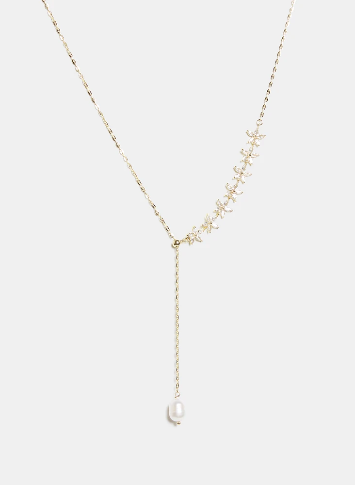 Y-Shaped Pearl Necklace